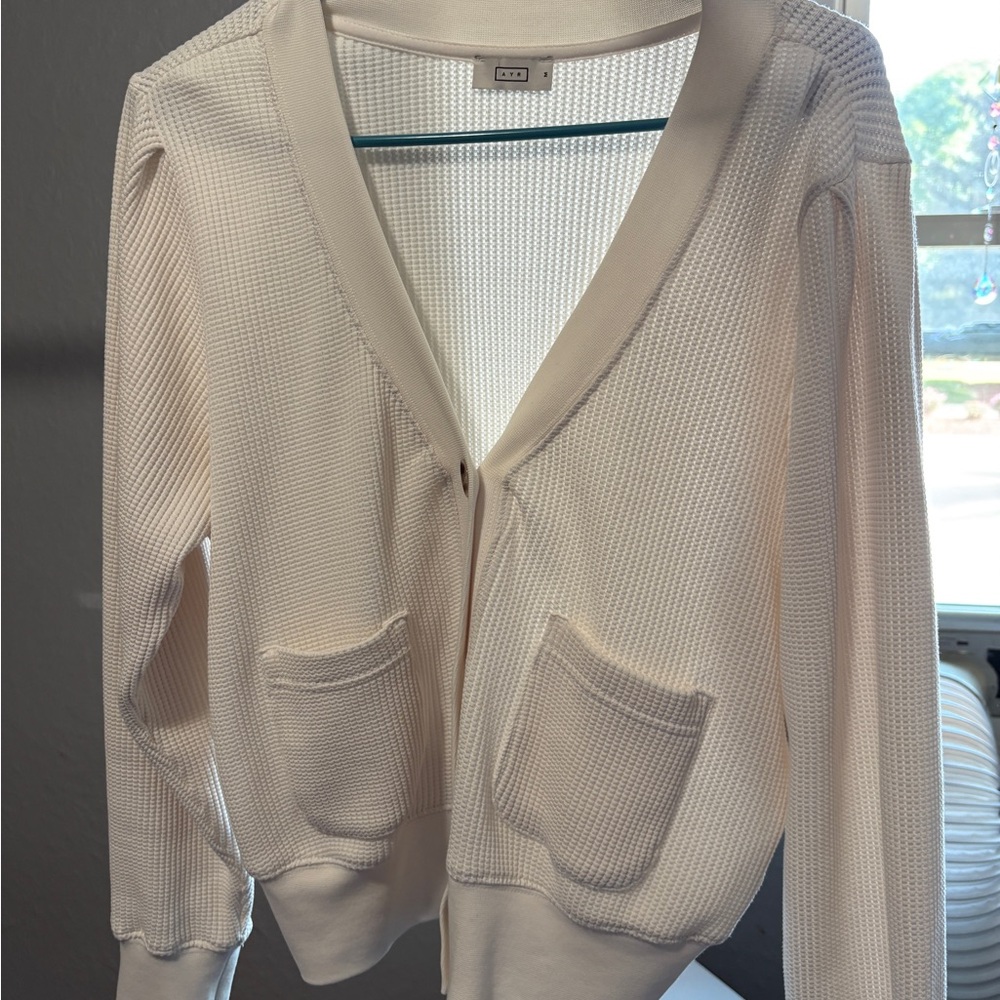 AYR The Waffle Cone Button Front Cardigan